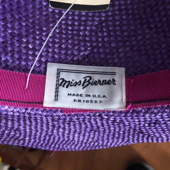 Vintage Wide Brim Purple Straw Derby Hat l main image 7